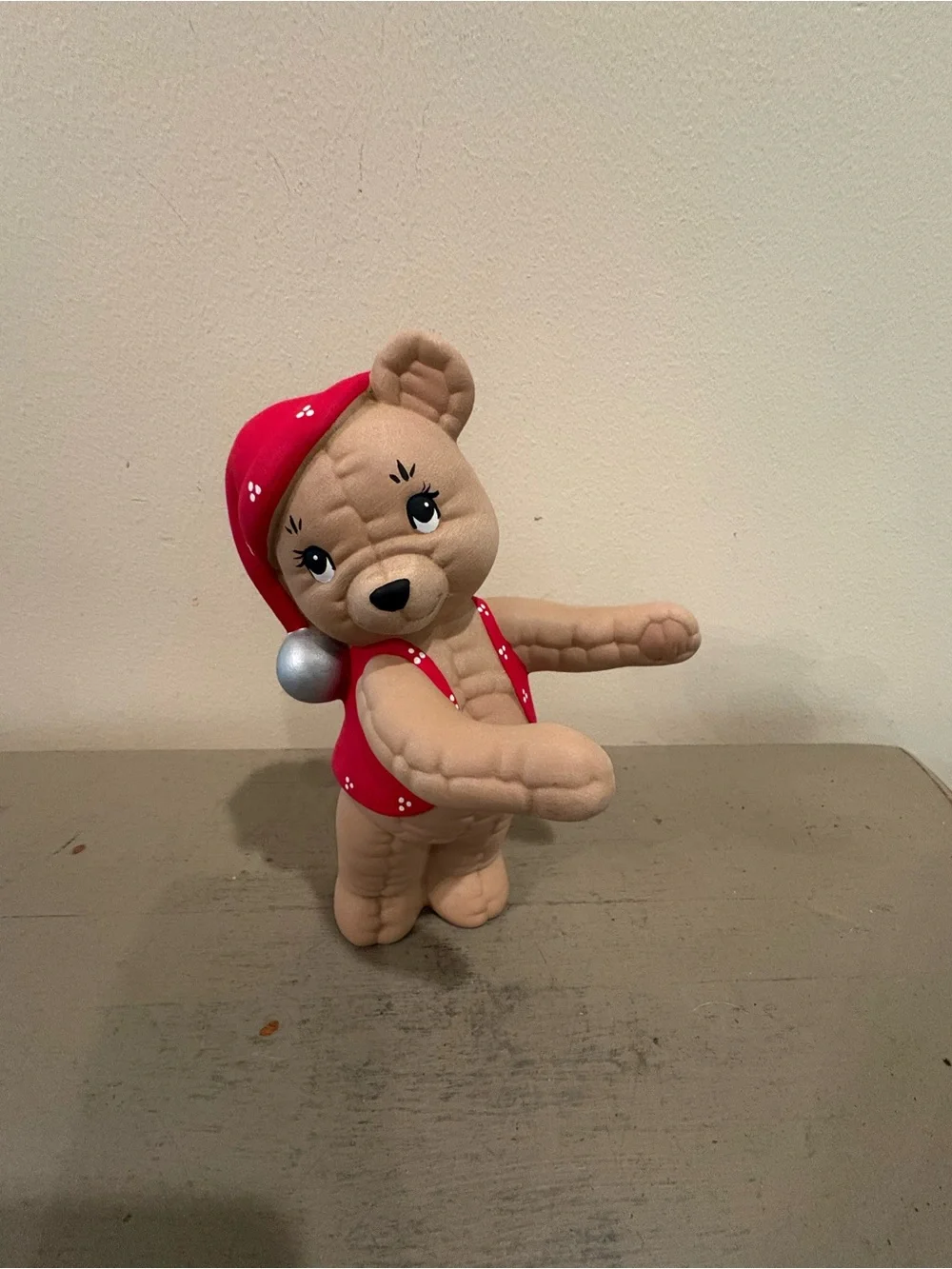 VTG Kimple Hand Painted Ceramic Holiday Quilted Teddy Bear